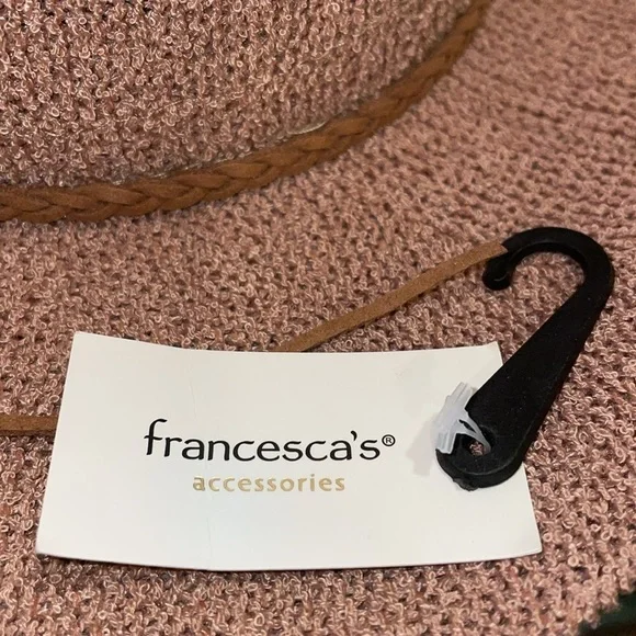 NWT Francesca’s Wide Brim Hat.  Leather braided hat band. - Picture 8 of 9